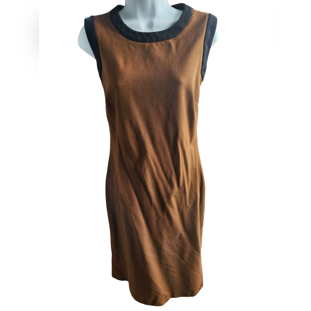 J'envie Brown Black Sleeveless Shift Dress Size 8
